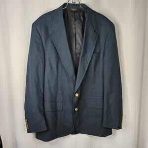 Vintage 70s Union Made Palm Beach Green Men's Blazer Sport Coat Gold Buttons